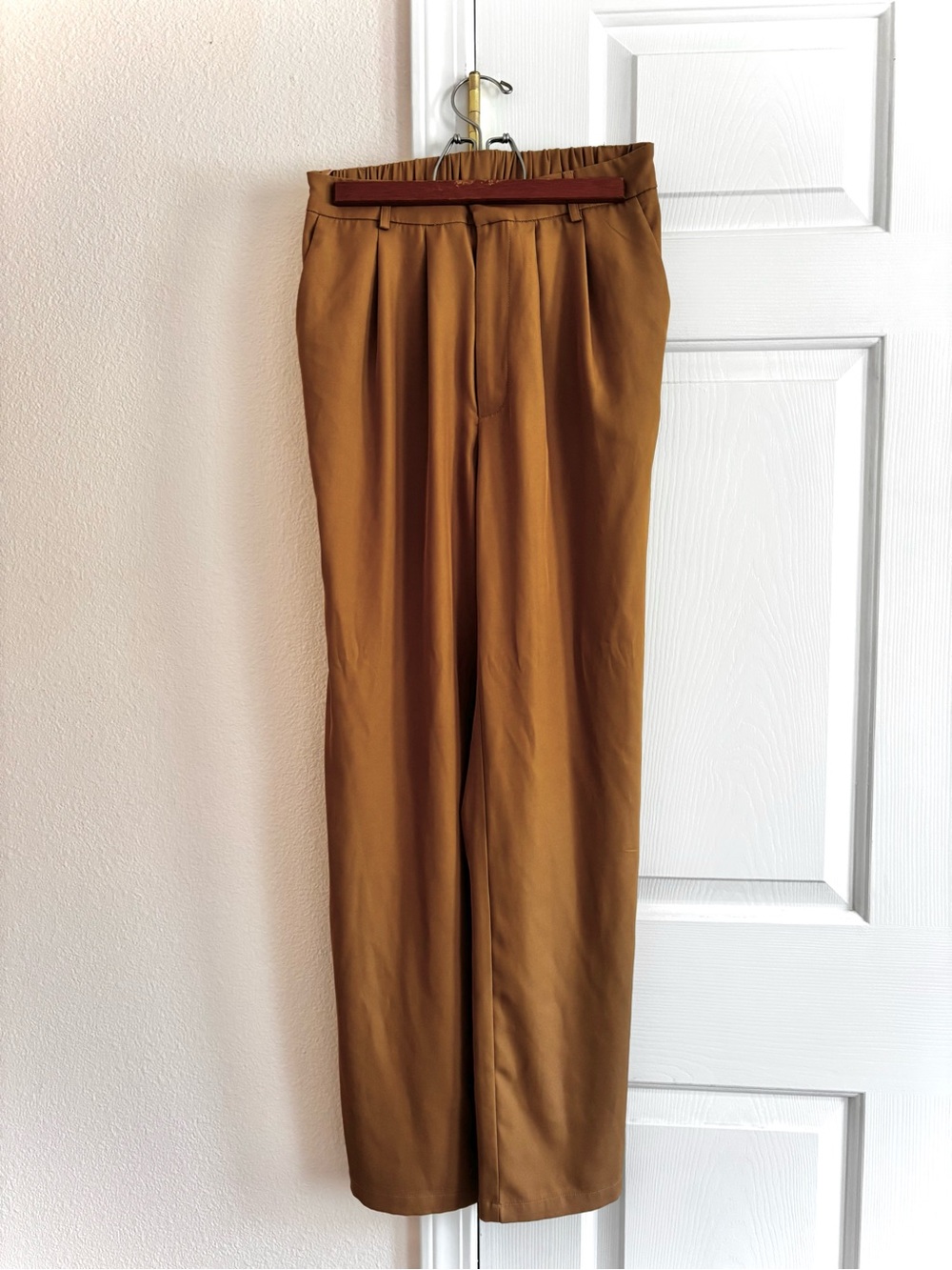 Commense Preppy Office Tan Wide Leg Trousers Womens S